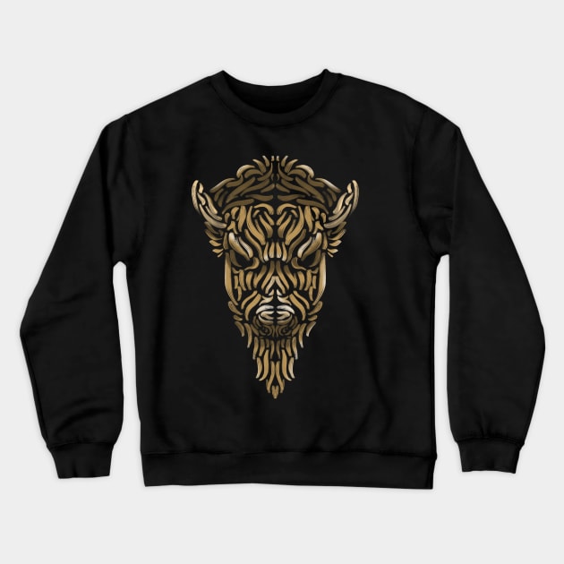 Native gold buffalo Crewneck Sweatshirt by Jeffmore